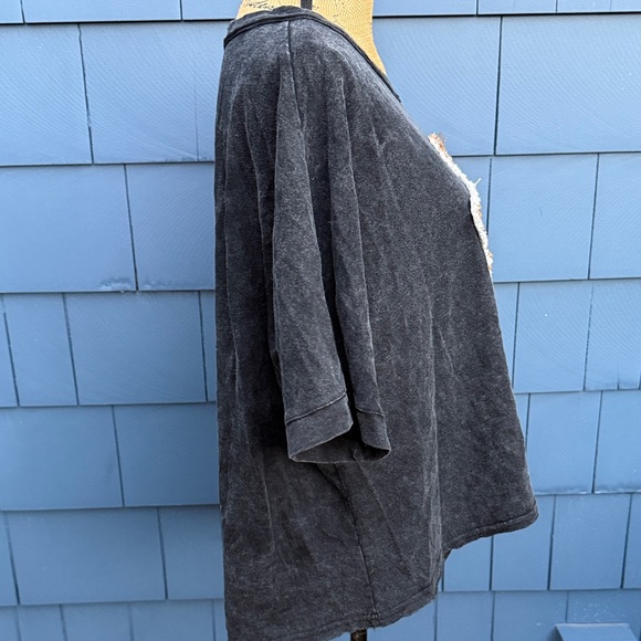 SHEIN Black Star Patch Top XL cotton star shirt - Picture 3 of 8